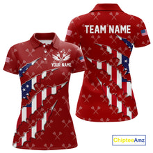 Load image into Gallery viewer, Personalized American Flag Red Dart Pattern Polo &amp; Quarter Zip For Women, Patriotic Darts Jersey TDM4997