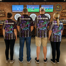 Load image into Gallery viewer, Custom Holographic Grunge US Flag Darts Shirt For Men, Patriotic Darts Team Jerseys Polo &amp; 1/4 Zip TDM5455