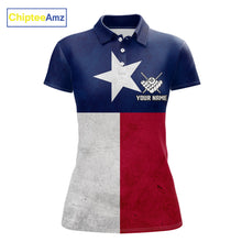 Load image into Gallery viewer, Personalized Vintage Texas Flag Billiard Shirt For Women, Patriotic Pool Team Jersey Polo &amp; 1/4 Zip TDM6331