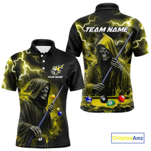 Load image into Gallery viewer, Yellow Grim Reaper Billiard Shirts For Men Custom Thunder Lightning Team League Billiard Jerseys TDM3986