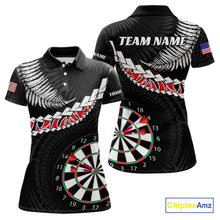 Load image into Gallery viewer, Personalized US Flag Tribal Dart Shirts For Women Custom Team Polo &amp; Quarter Zip Dart Jerseys TDM3992