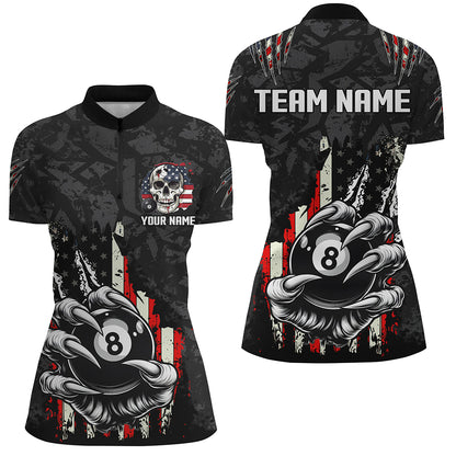 Funny Claw Tearing US Flag 8 Ball Pool Custom Billiard Shirts For Women, Patriotic Billiard Jerseys TDM1815