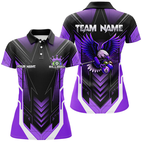 Personalized Funny Eagle Billiard Shirts For Women Custom Name Purple Billiard Balls Sports Jerseys TDM2224