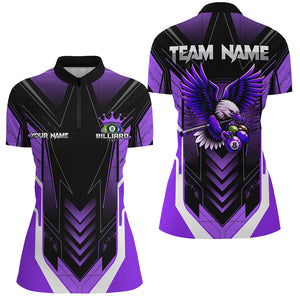 Personalized Funny Eagle Billiard Shirts For Women Custom Name Purple Billiard Balls Sports Jerseys TDM2224