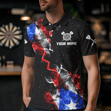 Load image into Gallery viewer, Customized Grunge Puerto Rico Flag Smoke Darts Polo &amp; 1/4 Zip, Patriotic Darts Jerseys For Men TDM2497