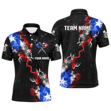 Load image into Gallery viewer, Customized Grunge US Flag Smoke Darts Polo &amp; Quarter-Zip Shirts, Patriotic Darts Jerseys For Men TDM2497