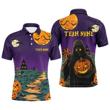 Load image into Gallery viewer, Purple Halloween Spook Night Custom Men Dart Shirts,  Grim Reaper Halloween Darts Gifts TDM2738