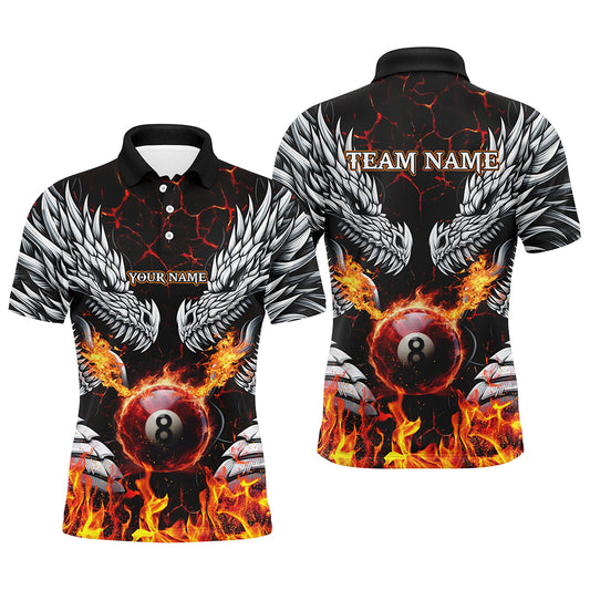 Personalized Dragon Fire Flame 8 Ball Pool Men Billiard Shirts Team League Billiard Jerseys TDM3230