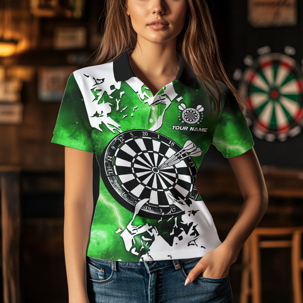 Lightning Grunge Dartboard Custom 3D Printed Darts Shirts For Women, Darts Team Jerseys |Green TDM3723