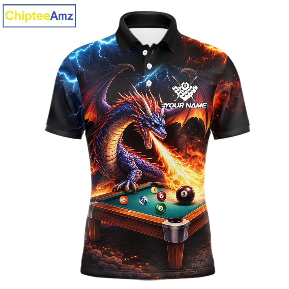 Personalized Dragon Billiard Fire 8 Ball Pool Shirt For Men, Billiard Team Jersey Polo & 1/4 Zip TDM6333