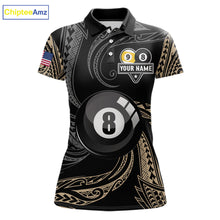 Load image into Gallery viewer, Personalized 8 Ball 9 Ball Tribal Billiard Shirt For Women Custom Pool Team Jersey Polo &amp; 1/4 Zip TDM6335