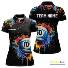 Load image into Gallery viewer, Funny 10 Ball Pool Colorful Paint Splash Custom Billiard Shirt For Women, Billiard Team Jerseys TDM4346