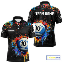 Load image into Gallery viewer, Funny 10 Ball Pool Colorful Paint Splash Custom Billiard Shirt For Men, Billiard Team Jerseys TDM4346