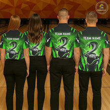 Load image into Gallery viewer, Green Thunder Lightning Cobra Snake Bowling Shirts For Women Custom Bowling Jersey Polo &amp; 1/4 Zip TDM6084