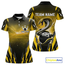 Load image into Gallery viewer, Yellow Thunder Lightning Cobra Snake Bowling Shirts For Women Custom Bowling Jersey Polo &amp; 1/4 Zip TDM6085