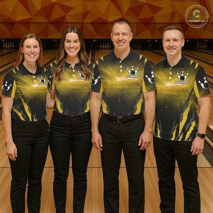Yellow Thunder Lightning Cobra Snake Bowling Shirts For Women Custom Bowling Jersey Polo & 1/4 Zip TDM6085