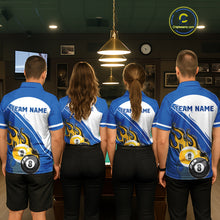 Load image into Gallery viewer, White And Blue 8 Ball &amp; 9 Ball Flame Billiard Shirt For Women Custom Pool Team Jersey Polo &amp; 1/4 Zip TDM6345
