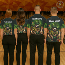Load image into Gallery viewer, Custom Green Funny Sloth Tropical Bowling Shirts For Men, Bowling Team Jersey Polo &amp; 1/4 Zip TDM6529