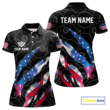 Load image into Gallery viewer, Custom Glowing American Flag 8 Ball Billiard Shirt For Women, Patriotic Billiard Team Jerseys |Black TDM4595