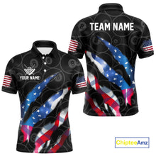 Load image into Gallery viewer, Custom Glowing American Flag 8 Ball Billiard Shirt For Men, Patriotic Billiard Team Jerseys |Black TDM4595
