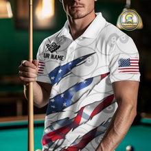 Load image into Gallery viewer, Custom Glowing American Flag 8 Ball Billiard Shirt For Men, Patriotic Billiard Team Jerseys |White TDM4596