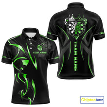 Load image into Gallery viewer, Black And Green Dartboard Crown Dart Shirts For Men Custom Dart Jersey Team Polo &amp; Quarter Zip TDM4791