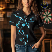 Load image into Gallery viewer, Black And Blue Dartboard Crown Dart Shirts For Women Custom Dart Jersey Team Polo &amp; Quarter Zip TDM4792