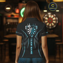 Load image into Gallery viewer, Black And Blue Dartboard Crown Dart Shirts For Women Custom Dart Jersey Team Polo &amp; Quarter Zip TDM4792