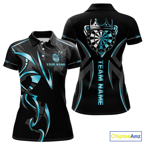 Black And Blue Dartboard Crown Dart Shirts For Women Custom Dart Jersey Team Polo & Quarter Zip TDM4792