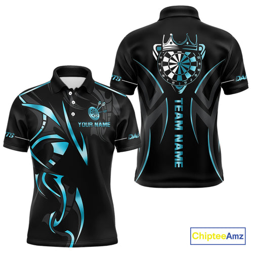 Black And Blue Dartboard Crown Dart Shirts For Men Custom Dart Jersey Team Polo & Quarter Zip TDM4792
