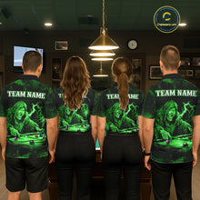 Load image into Gallery viewer, Personalized Smoke Skull Green Billiard Shirts For Men, Grim Reaper Pool Jersey Team Polo, 1/4 Zip TDM5935