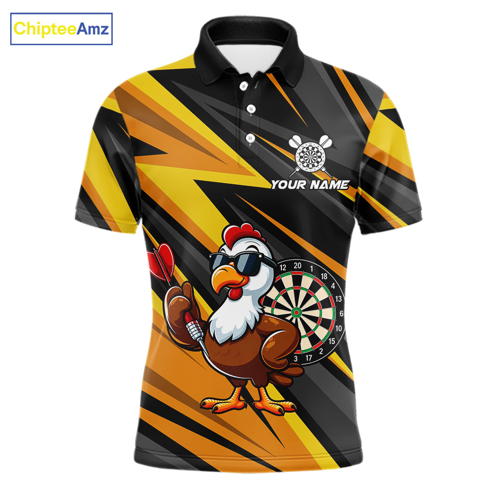 Yellow Black Funny Turkey Darts Jerseys For Men Custom Thanksgiving Darts Team Shirts, Dart Gifts TDM7267