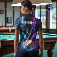 Load image into Gallery viewer, Purple And Blue Custom Dragon 9 Ball Pool Billiard Shirt For Women, Billiard Jersey Polo &amp; 1/4 Zip TDM5233