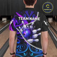 Load image into Gallery viewer, Neon Purple Blue Tribal Bowling Shirts For Men Custom Bowling Team Jersey Polo &amp; Quarter Zip TDM6105