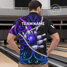 Load image into Gallery viewer, Neon Purple Blue Tribal Bowling Shirts For Men Custom Bowling Team Jersey Polo &amp; Quarter Zip TDM6105