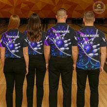 Load image into Gallery viewer, Neon Purple Blue Tribal Bowling Shirts For Men Custom Bowling Team Jersey Polo &amp; Quarter Zip TDM6105