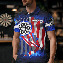 Load image into Gallery viewer, American Flag Darts Board Blue Galaxy Men Darts Polo Shirts Custom Patriotic League Darts Jersey TDM1473