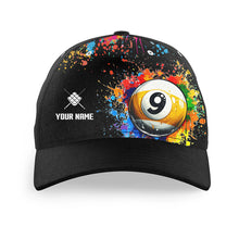 Load image into Gallery viewer, Custom 9 Ball Billiard Cap Funny Colorful Paint Splash Pool Player Cap TDM4599