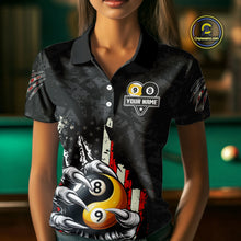 Load image into Gallery viewer, Funny Claw Tearing US Flag Yin-Yang Billiard Shirt For Women Custom 8 &amp; 9 Ball Billiard Team Jerseys TDM4605