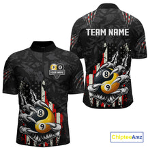 Load image into Gallery viewer, Funny Claw Tearing Us Flag Yin-Yang Billiard Shirt For Men Custom 8 &amp; 9 Ball Billiard Team Jerseys TDM4605