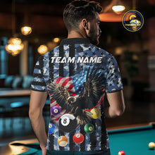 Load image into Gallery viewer, Blue Camo American Flag Eagle 8 Ball Billiard Shirt For Men Custom Patriotic Pool Team Jerseys TDM4809