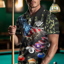 Load image into Gallery viewer, Green Camo American Flag Eagle 8 Ball Billiard Shirt For Men Custom Patriotic Pool Team Jerseys TDM4810