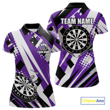 Load image into Gallery viewer, Custom Purple Geometric Darts Polo &amp; Quarter Zip For Women, Darts Team Jersey Outfit TDM5025