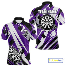 Load image into Gallery viewer, Custom Purple Geometric Darts Polo &amp; Quarter Zip For Men, Darts Team Jersey Outfit TDM5025