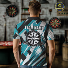 Load image into Gallery viewer, Custom Turquoise Geometric Darts Polo &amp; Quarter Zip For Men, Darts Team Jersey Outfit TDM5027