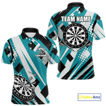 Load image into Gallery viewer, Custom Turquoise Geometric Darts Polo &amp; Quarter Zip For Men, Darts Team Jersey Outfit TDM5027
