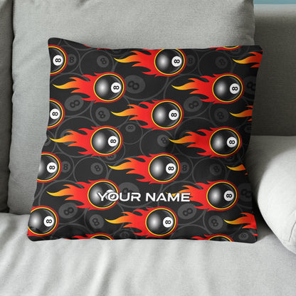 Custom 8 Ball Flame Full Printing Billiard Pillow, Snooker Pool Gifts TDM0749