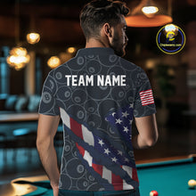 Load image into Gallery viewer, Navy Blue US Flag 8 Ball Billiard Shirt For Men Custom Patriotic Pool Team Jersey Polo &amp; 1/4 Zip TDM5955