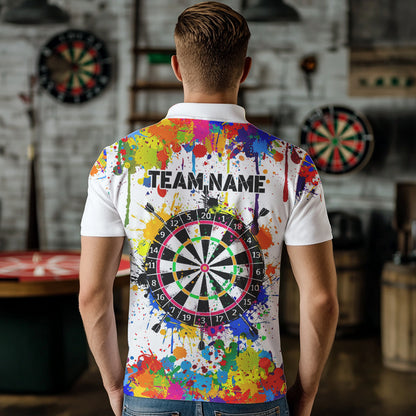 Funny Dartboard Colorful Paint Splash Custom Dart Shirts For Men, Best Team Dart Jerseys |White TDM3755