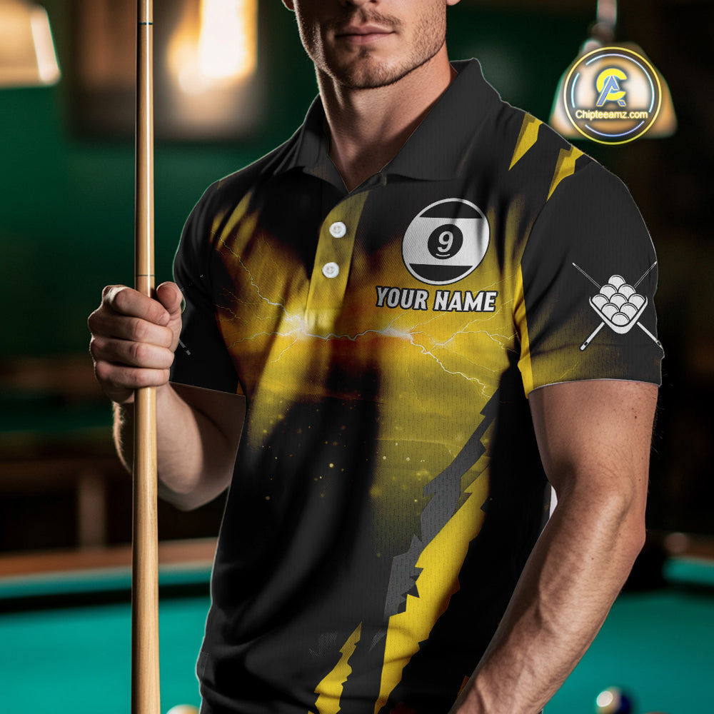 Personalized 9 Ball Thunder Lightning Cobra Snake Men Billiard Shirts, 9 Ball Pool Team Jerseys TDM4022